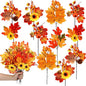 Ceenna 16 Bundles Fall Artificial Flowers for Outdoors Decorations Floral Picks Stem Fake Mums Eucalyptus Maple Leaves Berry for Garden Autumn Thanksgiving Arrangement(11 Inch,Maple Leaf)