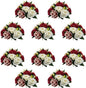 10Pcs Artificial Flower Balls for Centerpieces, Fake Floral Centerpieces Wedding Roses Bouquet for Parties Valentine's Day Wedding and Home Decor (Burgundy & Dusty Rose & White)