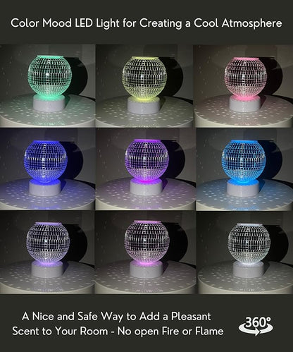 SCANDINORDICA Disco Ball Wax Warmer Rotating with Colors Changing Night Light, Cute Scent Oil Candle Wax Melts Warmer for Home, Disco Candle Warmer Wax Melter | Disco Ball Decor for Home