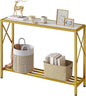 Tajsoon Entryway Table 41.8”, 2-Tier Entry Way Console Entrance Table, Narrow Sofa Table with Shelves, Ideal for Hallway, Entryway, Living Room, Foyer, Corridor, and Office (Gold & White)
