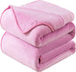 Flannel Fleece Travel Size Summer Blanket All Season 350GSM Lightweight Throw for The Bed Extra Soft Brush Fabric Winter Warm Sofa Blanket 50"*61"(Pink Travel)