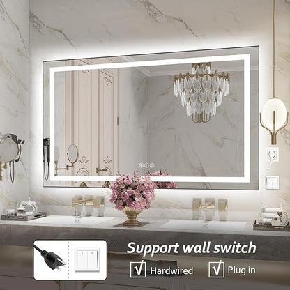 60"x 36" LED Bathroom Mirror with Black Frame, Bathroom Mirror with Lights Front and Backlit, Lighted Mirror Stepless Dimmable, Anti-Fog, Memory, LED Vanity Mirror with Lights 3 Colors