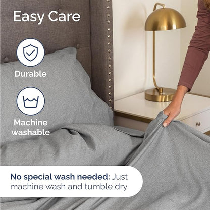 Twin 4 Piece Sheet Set - Comfy Breathable & Cooling - Soft Hotel Luxury Bedding Set with 8-16 Inch Deep Pockets - 1 Flat & 1 Fitted Sheet & 2 Pillowcases - Wrinkle Free & Easy Care - Heathered Grey