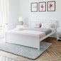 Max & Lily Queen Bed Frame with Slatted Headboard, Solid Wood Platform Bed for Kids, No Box Spring Needed, Easy Assembly, White