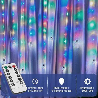 Minetom 200 LED Wishing Ball Curtain Lights - Fairy String Lights with Remote, USB Powered Waterproof for Christmas Wedding Party Bedroom Decoration, Multicolored
