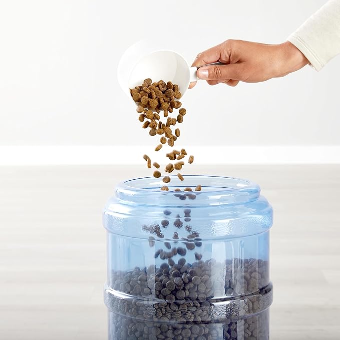 Amazon Basics Automatic Dog Cat Water Dispenser Gravity Feeder and Waterer Set, Large, 12-Pound Food Capacity, 2.5-Gallon, Gray-Mewly Pet