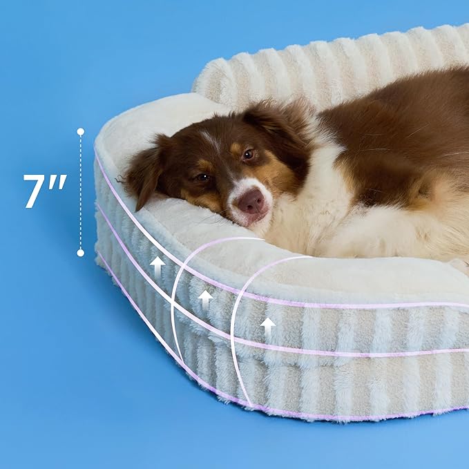 LE SURE Cute Dog Beds for Extra Large Dogs, Orthopedic Waterproof XL Pet Bed with Sides, Non-Slip and Egg-Crate Foam Big Dog Couch Sofa with Washable Removable Cover, Beige-Mewly Pet