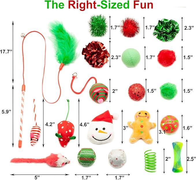 Fashion's Talk Holiday Festive Red Variety Pack Gift Box Cat Toy with Catnip, Box 20 Count-Mewly Pet