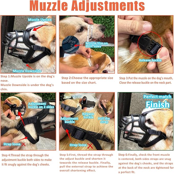 Dog Muzzle – Lightweight Breathable Basket Muzzle, Anti-Biting & Chewing, Adjustable Fit for Small, Medium & Large Dogs(Size 3)-Mewly Pet