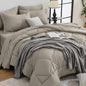 HEVUMYI Oatmeal California King Comforter Set - 7-Piece All Season Bed in a Bag Cal King, Ultra Soft Bedding Set with Comforter, Flat Sheet, Fitted Sheet, Pillowcases, Pillow Shams