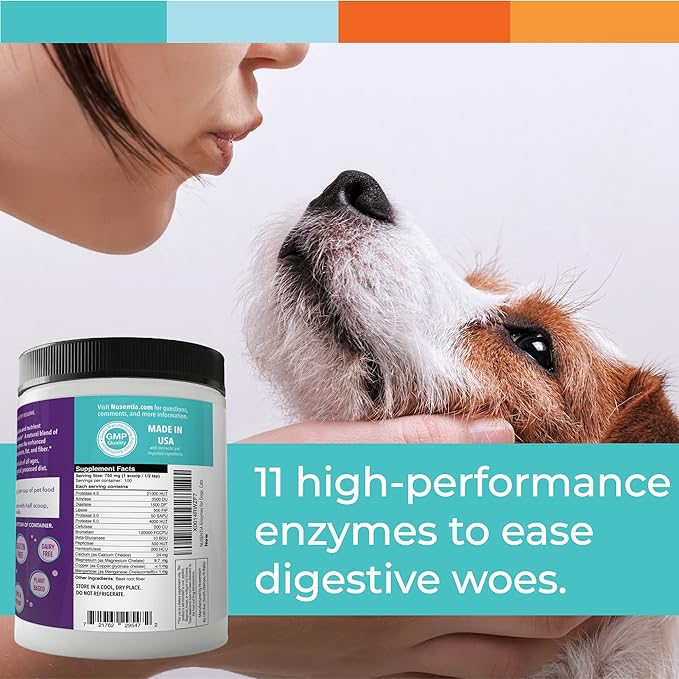 Digestive Enzymes for Dogs & Cats : Protein, Carbs, Starches & Fats Digestion : Supports Diet Change : Enzyme Miracle (364 Scoops, Powder)-Mewly Pet