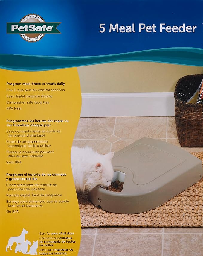 PetSafe Automatic Dog Feeder, 5 Meals, 40 oz Capacity, Plastic, for Dry Food, Multiple Pets (Pack of 2)-Mewly Pet