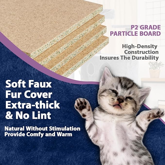 70 Inches Multi-Level Cat Tower for Indoor Cats - XL Tree Climbing Condo With Scratching Posts and Hanging Toys, Navy Blue-Mewly Pet