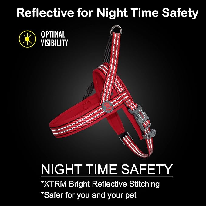 DOCO No-Pull Dog Harness Halter Reflective Easy-Control Harness for Training, Walking, and Preventing Pulling, Ideal for Large Dogs(Red)-Mewly Pet