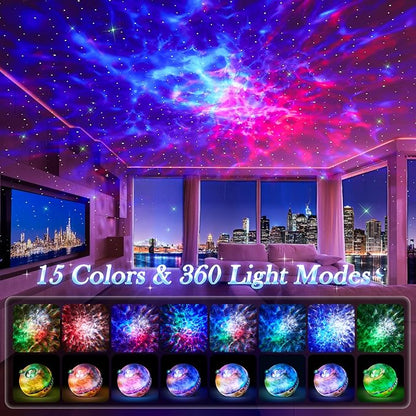 Star Projector, 15 Colors Galaxy Projector for Bedroom Adults,15 White Noise Ceiling Projector for Ceiling for Adults,Bluetooth Galaxy Light Projector Night Light for Kids