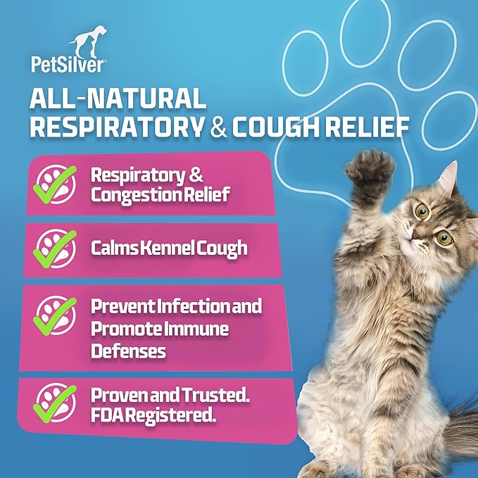 PetSilver Immune Support - Promotes Respiratory Health in Cats & Dogs, Sinus & Kennel Cough Treatment, Natural Antibiotic, Allergy Relief, Chelated Silver Formula, Easy-to-Use Dropper, USA - 2 fl oz-Mewly Pet