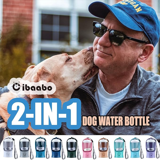 Dog Water Bottle with Food Container, Travel Puppy Water Bowl, Portable Pet Dispenser, Dog Stuff Accessories Items, Puppy Essentials Necessities for Yorkie Chihuahua Cat Walking and Hiking-Mewly Pet