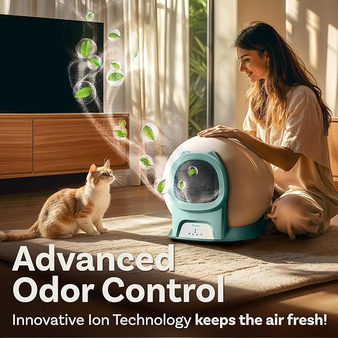 Self Cleaning Litter Box with Auto Safety Sensors for Multiple Cats - Automatic Cat Litter Box Self-Cleaning - Covered Odor Removal with APP Control - Compatible On All WiFi - Electric Robot-Mewly Pet