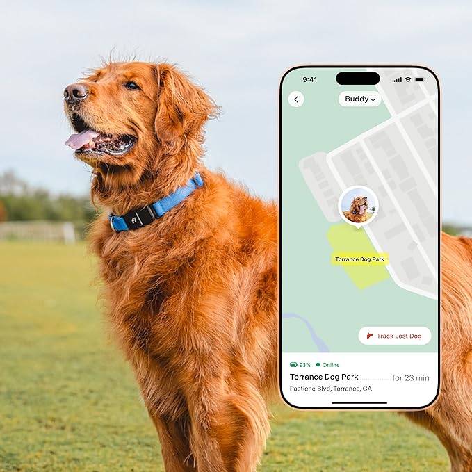 Fi New Series 3+ Smart Dog Tracker Collar – AI GPS for Dogs, Health & Behavior Monitor, Virtual Fence, Escape Alerts, Waterproof, Apple Watch Compatible 12Mo Membership Included-Mewly Pet