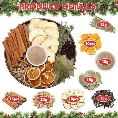 Christmas Simmering Potpourri Bag Cinnamon Stick Dried Orange Slice Apple Slice Lily Clove Rosemary Bay Leaf White Cardamom Powder, Fall Scent Fragrance Stovetop Potpourri Fall Thanksgiving Gift