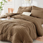 HYMOKEGE Brown Full Size Comforter Sets Seersucker 7 Pieces, All Season Luxury Bed in a Bag for Bedroom, Bedding Set with Comforter, Sheets, Pillowcases & Shams