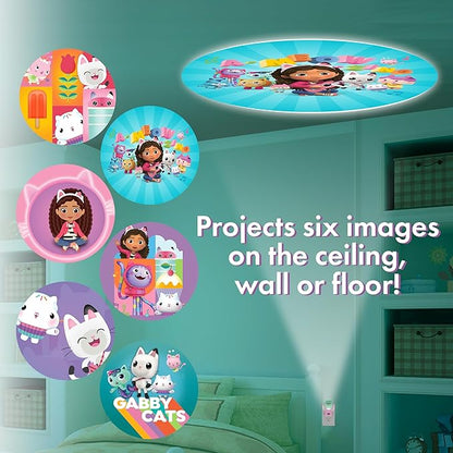 Projectables Gabby's Dollhouse LED Kids Night Light, Projector, Plug-in, Dusk-to-Dawn Sensor, for Bedroom, Bathroom, Playroom, Toyroom, 80079