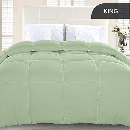 Utopia Bedding Comforter Duvet Insert, Quilted Comforter with Corner Tabs, Box Stitched Down Alternative Comforters King Size (Sage Green)