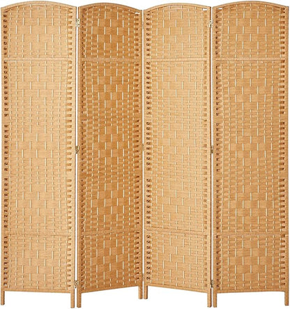 6 ft. Tall-Extra Wide-Diamond Weave Fiber Room Divider - Light Beige - 4 Panel