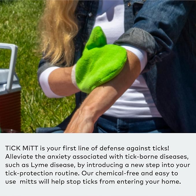 Green Tick Removal Glove: Gently Remove Ticks from Humans & Pets - Chemical-Free, Durable, Portable, Easy to Use Tick Management Tool for Outdoor Adventures & Everyday Use-Mewly Pet