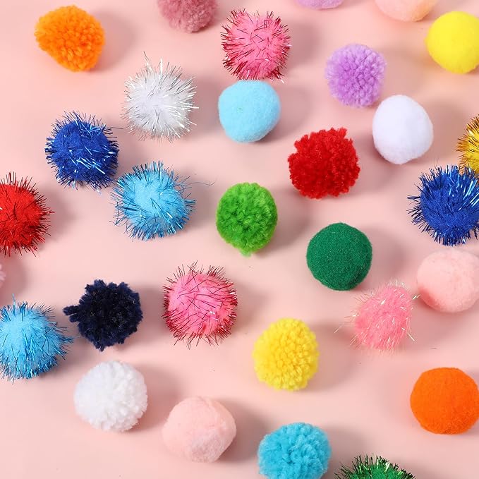 30 Pcs Cat Pom Pom Balls Assorted Color Sparkle Ball for Indoor Cats, Interactive Cats Toys Fuzzy Cat Balls Tinsel Glitter Chase Poms Poms Ball for Exercise and Entertainment-Mewly Pet