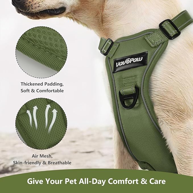 Dog Seat Belt Harness for Car, Dog Car Harness Adjustable Mesh Breathable & Dogs Seatbelt Safety Tether with Elastic Bungee for Small Medium Large Pets(Army Green, M)-Mewly Pet