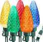 Brizled Christmas Lights Multicolor, 16FT 25 LED Faceted C9 Outdoor Christmas Lights Connectable, 120V UL Certified Xmas Tree Light, Waterproof String Light for Xmas Tree, Wreath, Roof, Patios