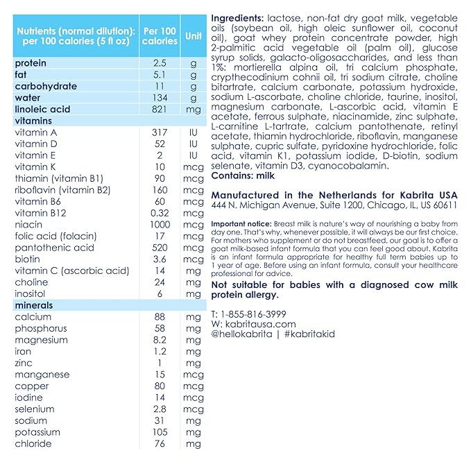 Kabrita Goat Milk Infant Formula - Easy to Digest Baby Formula 0-12 Months - Contains Prebiotics, Iron, DHA, Non-GMO - Gentle on Sensitive Tummies - Formula Supporting Gut Health & Sleep - 28Oz-Mewly Pet