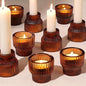 12pcs Amber Glass Candlestick Holders, Taper Candle Holders Tea Light Candle Holder for Wedding Centerpieces Table Decorations, Votive Candle Holders for Table Decor