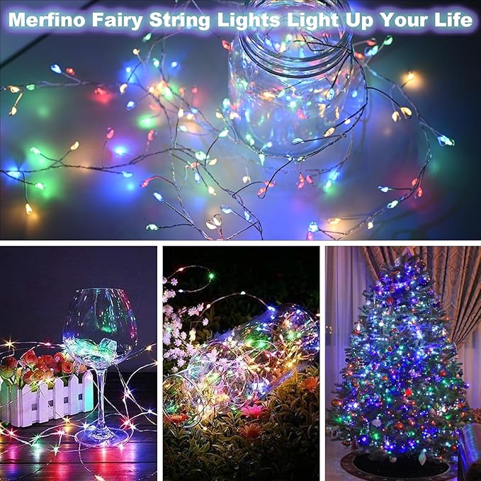 20 Pack Fairy Lights Battery Operated - 3 Speed Modes, 7Ft 20 LED String Twinkle Lights, Waterproof Copper Wire, Mini Firefly Light for Mason Jars Vases Christmas Decor, Multi-Colored