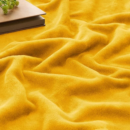 BEDELITE Fleece Blankets Queen Size Yellow Throw Blankets for Bed, Luxury Plush Cozy Fuzzy Blanket 90x90 inches, Super Soft Warm Lightweight Throw Blanket All Seasons Suitable