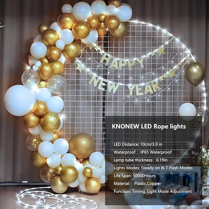 KNONEW 328FT 1000LED Rope Lights for Outside,Outdoor String Lights Waterproof 8 Modes Clear Tube Light for Indoor,Bedroom,Wedding,Garden,Patio,Christmas,Tree,Rv,Holiday Decoration(Cold White)