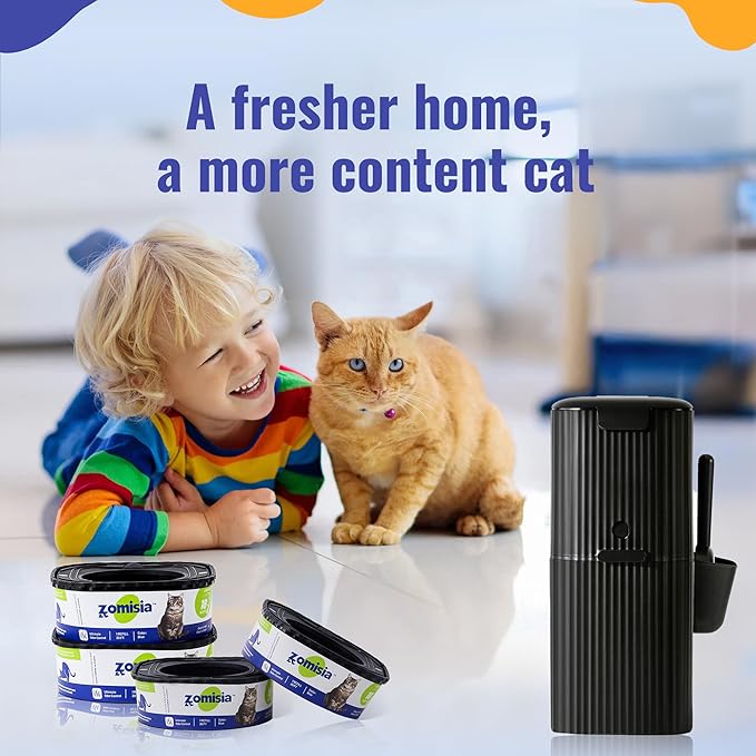 4 Pack Cat Litter Refill Bags, Non-See-Through Jumbo 120FT Cartridge Refill Total Up to Over 16 Months Per Cat for Odor Control, Compatible with Genie Standard, Plus, Style-Mewly Pet