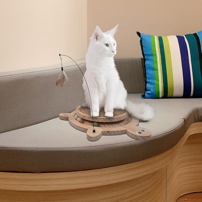 Petest Interactive Cat Toy Cat Scratch Toy Natural Sisal Scratcher with Catnip Balls, Cat Scratch Pad, Turtle Design-Mewly Pet