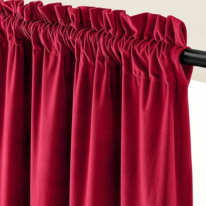 Lazzzy Velvet Blackout Curtains Thermal Insulated Room Window Drapes Super Soft Luxury Curtains for Living Room Bedroom Rod Pocket 2 Panels, Red, 52" W x 108" L
