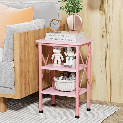 VECELO Modern Nightstands X-Design Side End Table Night Stand with Storage Shelf for Bedroom,Living Room,