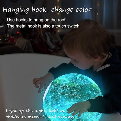 7.9 inch Large Moon Lamp Galaxy Starry Moon Night Light with Touch and Remote Control 16 Colors as Cool Lamp Gift for Boys or Girls