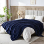 NEWCOSPLAY Super Soft Queen Blanket Dark Navy Premium Silky Flannel Fleece Leaves Pattern Lightweight Bed Blanket All Season Use (Dark Navy, Queen(90"x90"))