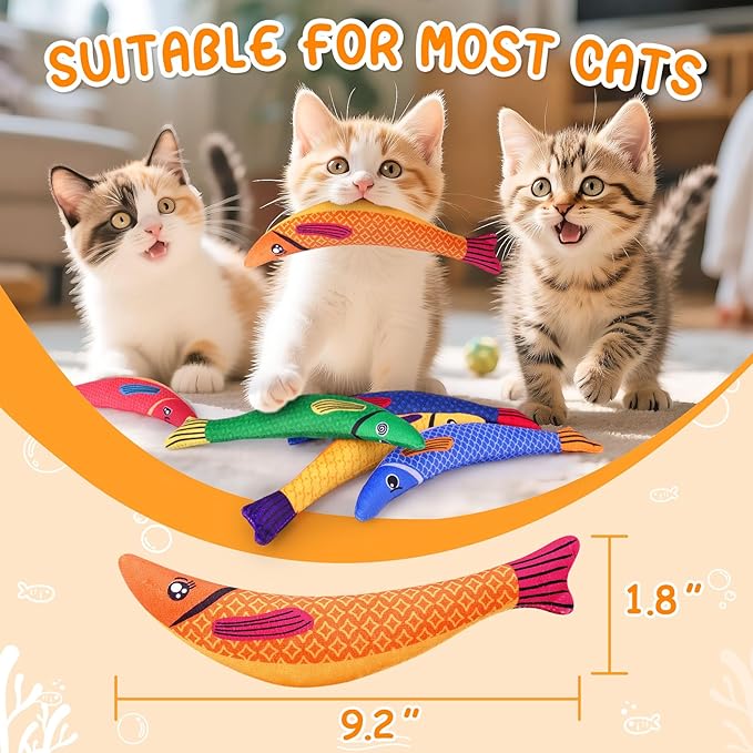 Cat Toys for Indoor Cats, 6 Pack Interactive Catnip Toys for Bored, Kitten Kicker Toy for Kitty with Sound, Cat Chew Toys for All Breeds-Mewly Pet
