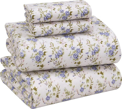 RUVANTI Flannel Sheets King Size - 100% Cotton Brushed King Size Sheets Set - Deep Pockets 16 Inches Bed Sheets - All Seasons Breathable & Extra Soft - Warm & Cozy, 4 Piece, Sand Rose