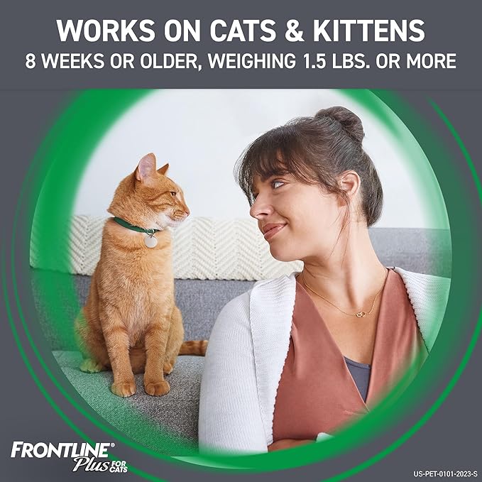 FRONTLINE Plus Flea and Tick Treatment for Cats Over 1.5 lbs. 8 Treatments-Mewly Pet