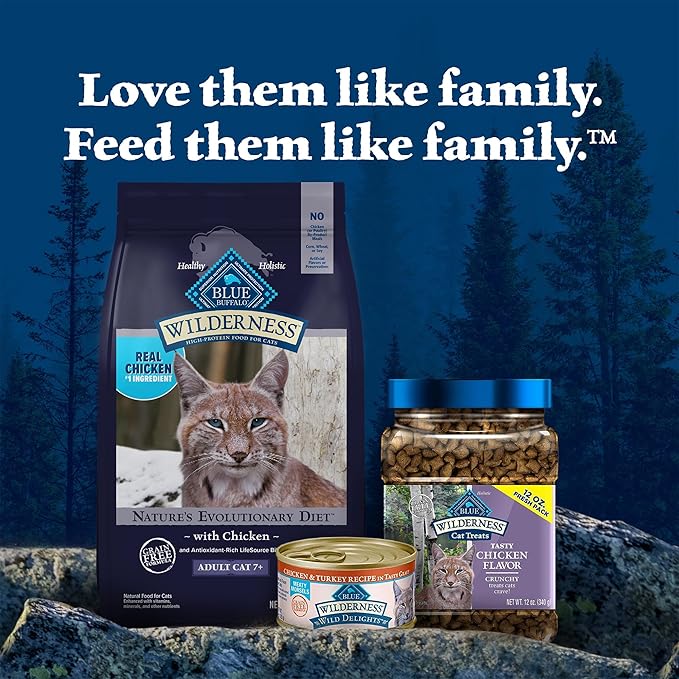 Blue Buffalo Wilderness Natural Mature Dry Cat Food for Cats 7+ Years, High-Protein and Grain-Free Diet, Supports Immune System Health and Energy to Stay Active, Chicken, 5-lb. Bag-Mewly Pet