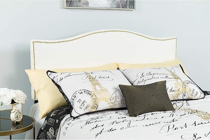 Flash Furniture Lexington Upholstered Twin Size Headboard with Accent Nail Trim in White Fabric