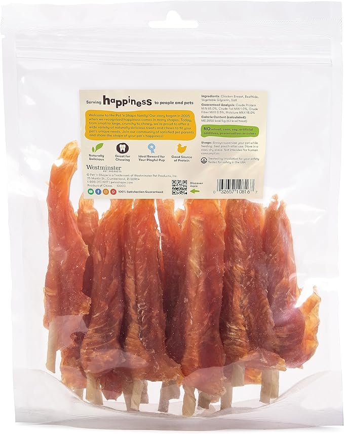 Pet 'n Shape Chik 'n Skewers - Chicken Wrapped Rawhide Chew Dog Treats - 1 Pound-Mewly Pet