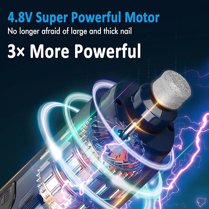 Casfuy Dog Nail Grinder with 2 LED Light - 4.8V Super Powerful 2-Speed Electric Pet Nail Trimmer for Medium Large Dogs Quiet Rechargeable Painless Paws Grooming & Smoothing Tool (Dark Blue)-Mewly Pet